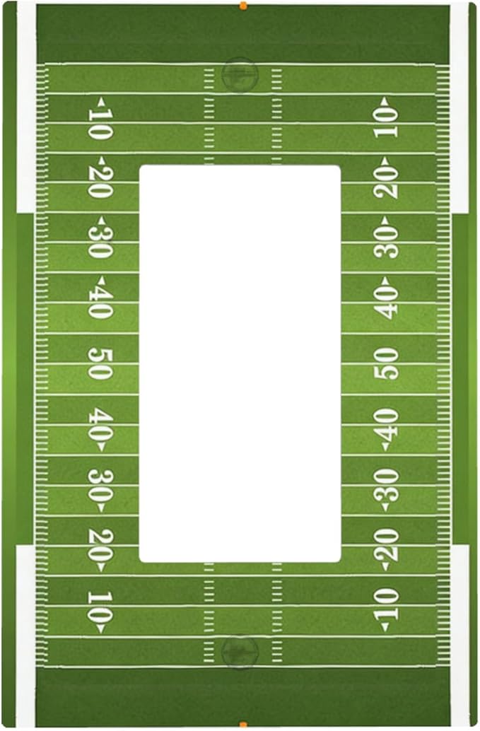 Football Field Single Rocker Switch Cover - 1-Gang Standard US Size Game Day Gridiron Light Switch Covers, Vintage Football Design for Boys Room Decor