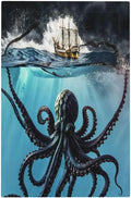 Light Switch Cover Plate Black Ocean Nautical Octopus Ship Funny Kraken Wall Plates 1 Gang Blank No Device Outlet Covers Decorative Electrical Switchplate for Bathroom Home Decor