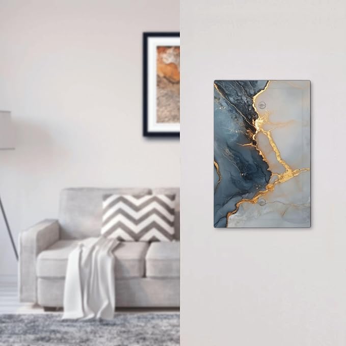 Abstract Blue Granite Luxury Texture Print 1 Gang Light Switch Cover Electrical No Device Wall Plate Switchplates Decorative Faceplate for Country Bedroom Kitchen Home Living Room Decor