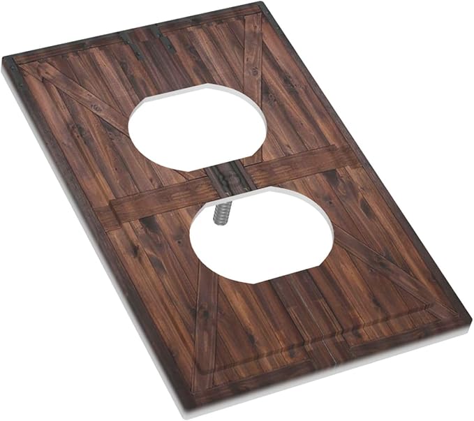 Rustic Barn Doors Vintage Brown Wood Plank Print Outlet Covers 1 Gang Duplex Light Switch Cover Decorative Switch Plates Electrical Receptacle Faceplate Wall Plate for Farmhouse Home Decor