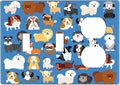 Cute Animal Dogs Puppy Decorative Outlet Cover 2 Toggle 1 Duplex Light Switch Plate Cover Electricity Receptacles Plates For Home Kitchen Living Bedroom 6.4 * 4.5