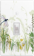 Wildflower Dragonfly 1-Gang Toggle Light Switch Plate, Spring Garden Floral Wall Plate for Bedroom, Sunroom, Bathroom & Home