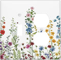 Outlet Covers Colorful Wildflowers Plants Floral 2 Gang Combination 1 Toggle/1 Duplex Light Switch Cover Decorative Gfci Wall Plate Electrical Receptacle Switchplate Faceplate Kitchen Decor
