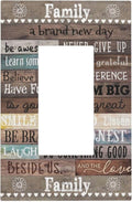 1 Gang Single GFCI/Decorator Rocker Outlet Light Switch Wall Plate Cover Rustic Vintage Country Family Home Inspirational Quotes Rule Cabin Barn Wood Decorative One Device Electrical Faceplate Dimmer