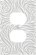 Silver Swirls Duplex Wall Plate - 1-Gang Standard US Size Modern Abstract Wave Vortex, Neutral Gray Decorative Outlet Covers for Contemporary Home Decor