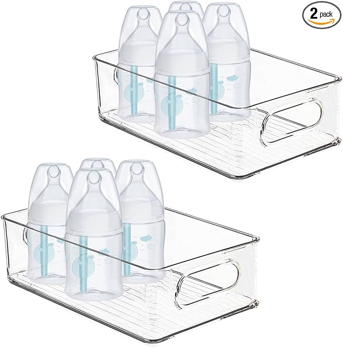 Baby Bottle Organizer, Plastic Storage Center for Baby Bottles and Food Jars, Portable Nursery Storage Plastic Baby Organizer,Convenient Storage Center for Kitchen Cabinet, Refrigerator&Countertop-2PC