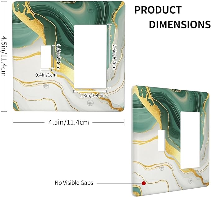 Outlet Covers Turquoise Marble Texture Golden Lines 1 Toggle 1 Rocker Combination Decorative Wall Plate Electrical Switch Plates Light Switch Cover Plate For Bed Room Bathroom Decor