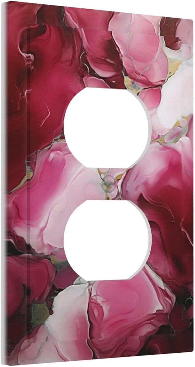 Decorative Outlet Covers Abstract Luxury Red Gold Marble Textures 1 Gang Duplex Light Switch Cover Plate Wall Plates for Electrical Outlets Electrical Switchplate Face Plate for Home Decor