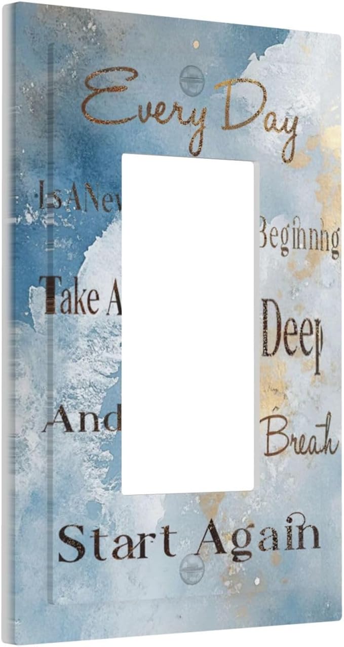 Decorative Outlet Covers Motivational Quotes Blue Abstract Texture 1 Gang Rocker Light Switch Cover Plate Single Wall Plates for Electrical Switch Plate Covers Faceplate for Home Decor