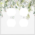 Outlet Covers Green Eucalyptus Leaves Floral Wildflower 2 Gang Double Duplex Decorative Light Switch Covers Electrical Wallplates Socket Faceplate For Bed Room Living Room Decor