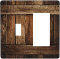 Brown Wooden Barn Door Old Wood Print Outlet Covers 1 Toggle 1 Rocker Combination Decorative Wall Plate Electrical Switch Plates Light Switch Cover Plate for Farmhouse Home Decor