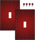 Outlet Covers Red Black Spider Web 1 Gang Duplex Light Switch Cover Plate Decorative Wall Plates Electrical Switchplate Receptacle for Kids Room Home Decor（2 Pack）