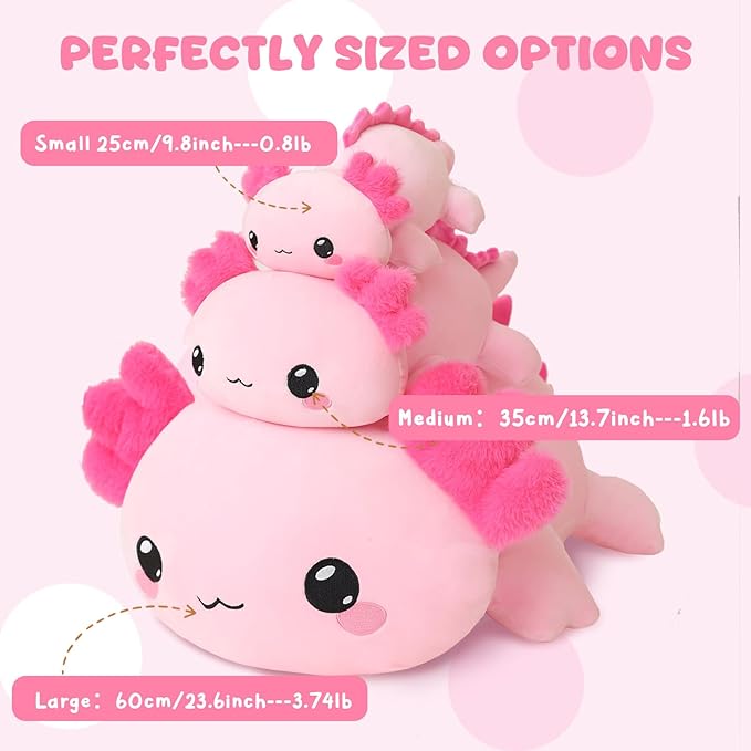 TOYSYM Weighted Stuffed Animals, 3.74 lbs Axolotl Stuffed Animal with Weighted Beads, Cute Plush Toy Pillow Gifts for Adults Kids Boys Girls