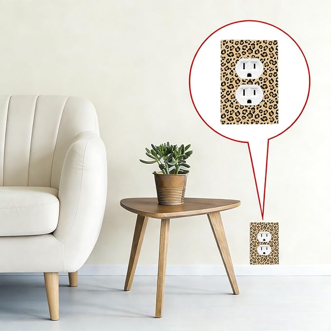 Classic Leopard Print Duplex Wall Plate - 1-Gang Standard US Size Retro 90s Wild Safari Outlet Covers, Bold Leopard Spots for Bedroom or Vanity