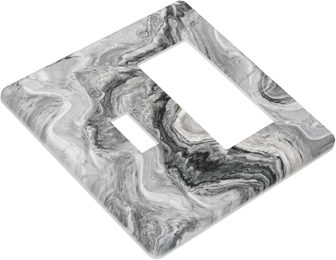 Beautiful Grey Marble Texture Simple Abstract Print Outlet Covers 1 Toggle 1 Rocker Combination Decorative Wall Plate Electrical Switch Plates Light Switch Cover Plate for Bathroom Kitchen Decor