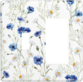 Outlet Covers Watercolor Daisy Blue Floral Vintage Plant 2 Gang Combo Light Switch Cover Plate Toggle Rocker Wallplates Decorative Switch Plates and Outlet Covers for Bedroom Home Decor