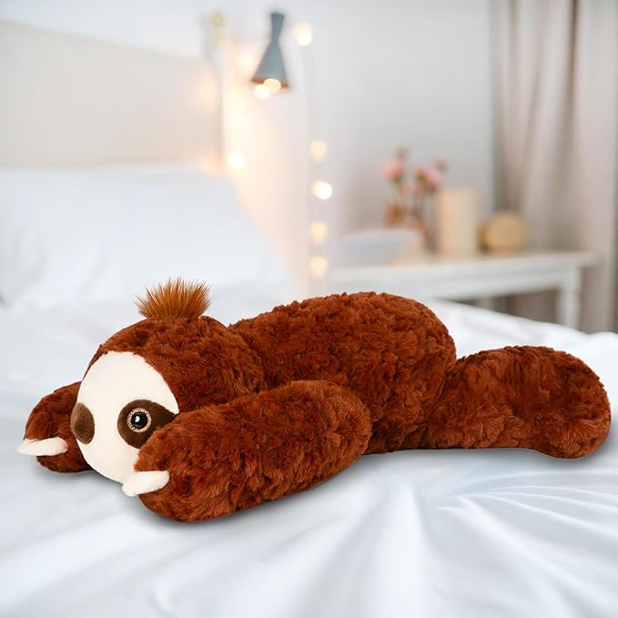 Niuniu Daddy 20" | 3.3 Pound Weighted Sloth Stuffed Animals, Big Fluffy Sloth Weighted Lap Animals Plush, Cute Weighted Stuffed Toy as Present for Adults & Kids & Baby for Christmas Birthday Holidays
