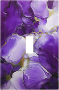 Decorative Light Switch Cover Abstract Luxury Purple Gold Marble Textures 1 Gang Oversized Single Toggle Wall Cover Jumbo Electrical Switchplate Face Plate