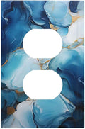 Decorative Outlet Covers Artistic Abstract Blue Marble Gold Line Painted 1 Gang Wall Plate Receptacle Duplex Light Switch Cover Plate Single Dual Plug Covers Electrical Switchplate