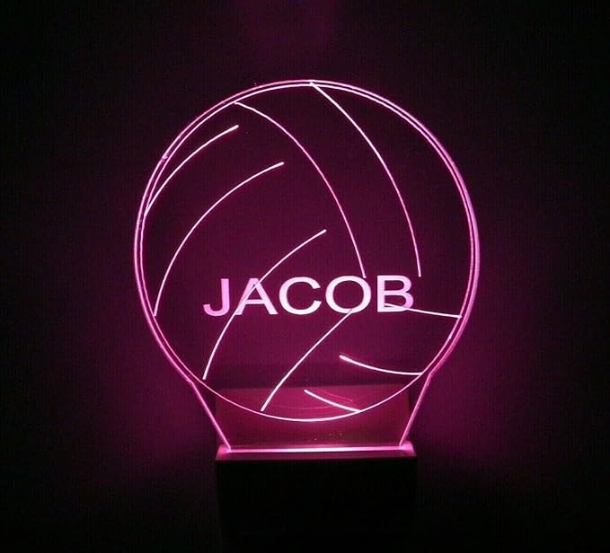 Night Light Multi Color Personalized LED Plug-in, Ultra-Slim Touch Night Light with Smart Dusk to Dawn Sensor, Kids Children's Bedroom, Kitchen, Bathroom, Hallway, Play Room Variations (Volleyball)