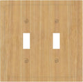 Rustic Woodgrain Double Toggle Switch Cover - 2-Gang Standard US Size Minimalist Farmhouse Wooden Light Switch Covers Decorative Wall Plate for Home Decor