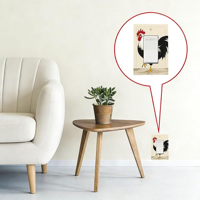 Watercolor Rooster Single Rocker Switch Cover - 1-Gang Standard US Size Farmhouse Rooster Light Switch Covers for Kitchen Living Room Dining Room Decor