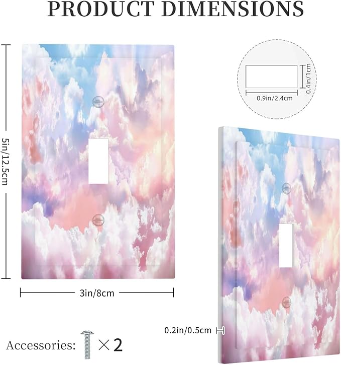 Colorful Abstract Clouds Light Switch Plate Cover 1 Gang Single Toggle Wall Plates Art Decorative Switchplate Outlet Covers Electrical Faceplate for Bedroom Bathroom Kitchen Decor