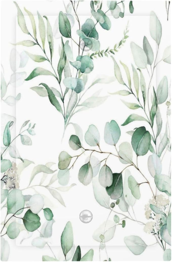 Boho Green Eucalyptus Leaf Floral Plants Flowers Light Switch Cover Plate 1 Gang No Device Blank Electrical Wall Plates Faceplate Decorative Switch Plate for Bed Room Living Room Decor