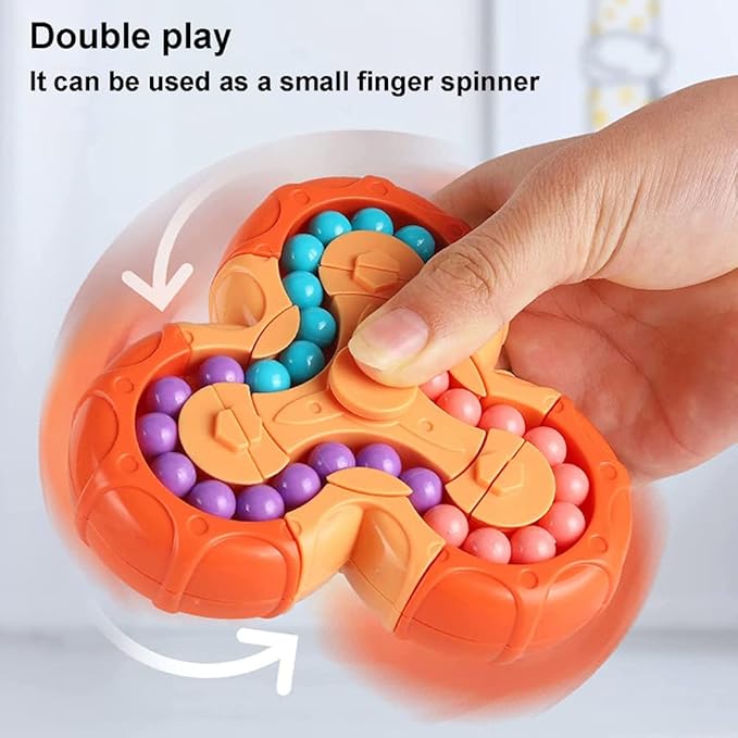 SUOXU Magic Bean Rotating Brain Teaser Finger Puzzle Toy,Boys Girl Handheld Spinner Stress Anxiety Relief Ball Game Sensory Toys, Gift for Kids Ages 3Above Easter Christmas Birthday New Year (Blue)