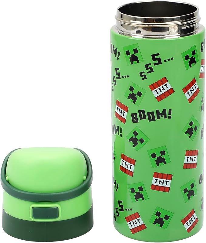 Minecraft Boom Green 24 Oz Stainless Steel Water Bottle