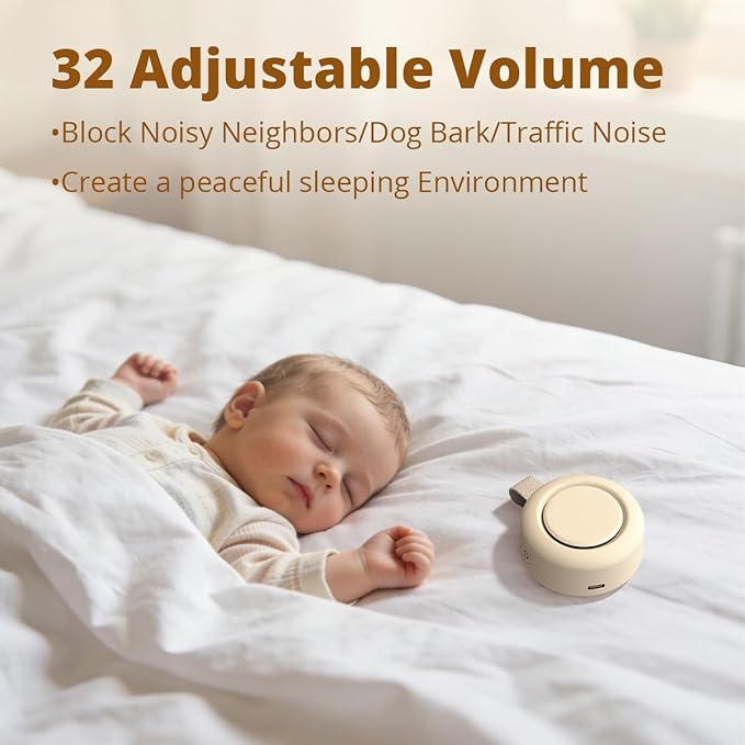 Portable Sound Machine Powerful Battery White Noise Machine 30 Soothing Sounds 4 Timers Memory Function for Baby Kids Adults Brown Noise Sleep Sound Machine for Home Travel Office