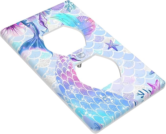 Mermaid Girl Outlet Covers Light Switch Cover Plates Decorative Wall Plate Electrical Switchpalte Faceplate for Kid Bedroom Home Bathroom Decor 4.5" x 2.76"