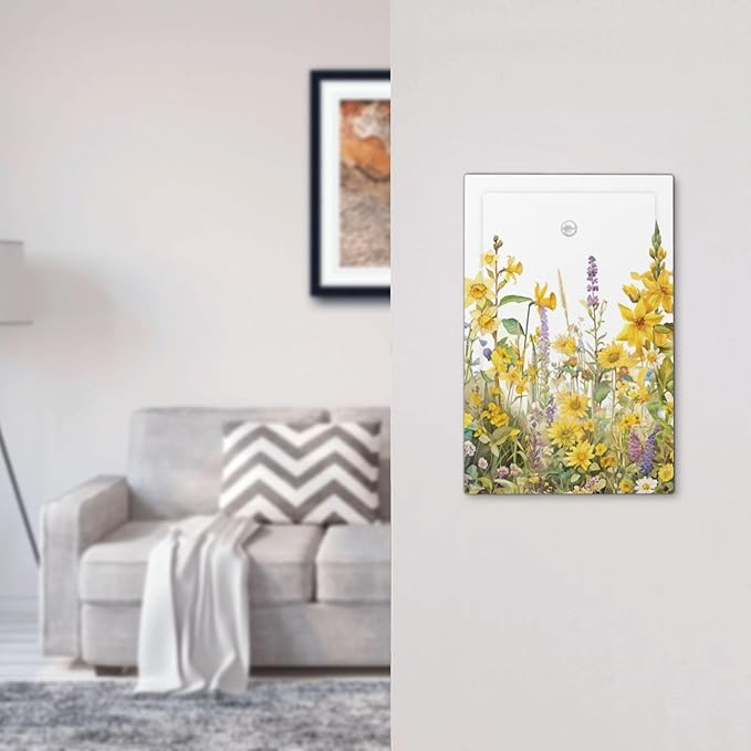 Wildflowers Sunflower Lavender Daisy Floral Light Switch Cover Plate 1 Gang No Device Blank Electrical Wall Plates Faceplate Decorative Switch Plate Covers for Bedroom Living Room Decor