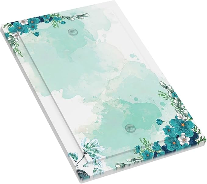 Light Switch Cover Plate Blue Green Flowers Light Green Watercolor Patterns 1 Gang No Device Blank Electrical Wall Plates Faceplate Decorative Switch Plate for Bedroom Home Decor