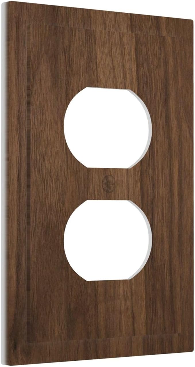 Outlet Covers Dark Brown Wood Grain 1 Gang Duplex Light Switch Cover Plate Decorative Switch Plate Covers Electrical Socket Cover for Farmhouse Cabin Decor