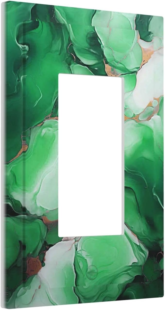 Decorative Outlet Covers Abstract Luxury Emeralds Green Gold MarbleTextures 1 Gang Single Decora GFCI Device Light Switch Covers Plate 1 Rocker Wall Plate Jumbo Face Plate