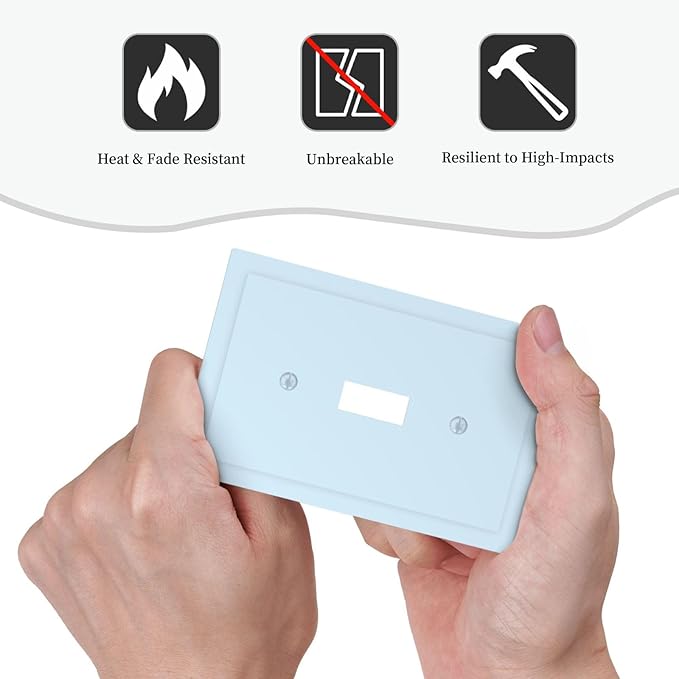 Decorative Solid Light Blue 1 Gang Single Toggle Light Switch Cpver Electrical Elegant Aqua/Teal Royal Blue Wall Plate Decorator Outlet Switchplate Faceplate Covers