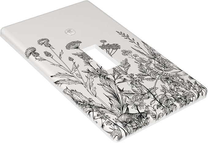Vintage Floral Garden 1-Gang Toggle Light Switch Plate, Beige Wildflower Wall Plate for Bedroom, Bathroom, Sunroom & Home