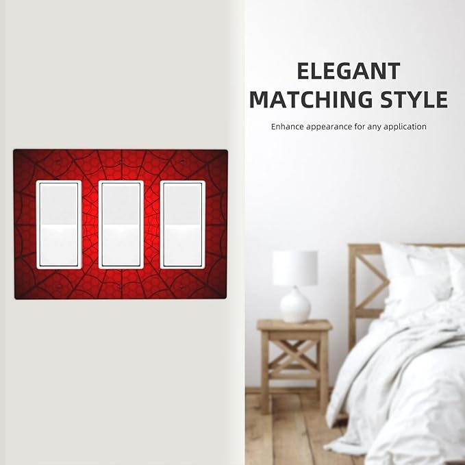 Spider Web Triple Gang Rocker Decorative Light Switch Cover, 3-Gang Wall Plate Outlet Cover