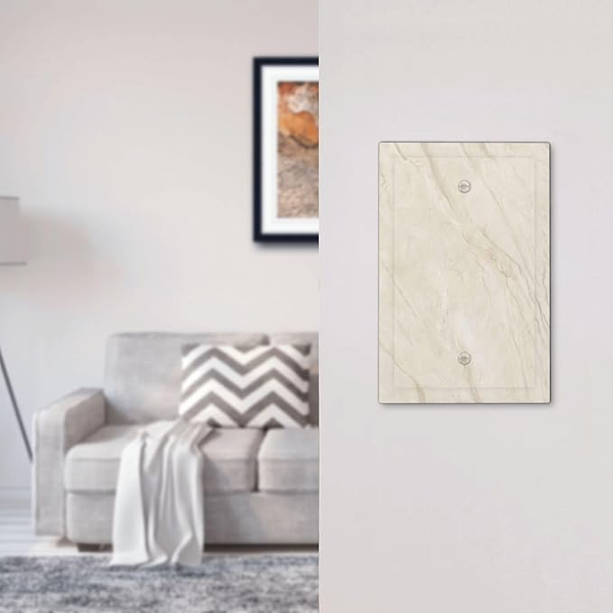 White Taupe Marble Abstract Luxury Light Switch Cover Plate 1 Gang No Device Blank Electrical Wall Plates Faceplate Decorative Switch Plate Covers for Bathroom Kitchen Home Decor