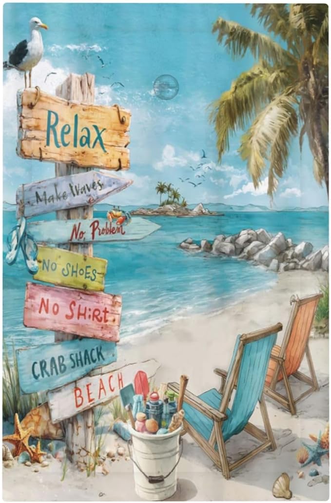 Ocean Beach Tropical Palm Tree Coastal Seaside Light Switch Cover Plate 1 Gang No Device Blank Electrical Wall Plates Faceplate Decorative Switch Plate Covers for Kids Room Living Room Decor