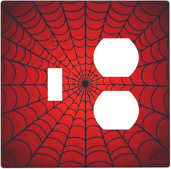 Red Spider Web Black Line Simplicity Wallplates 1 Toggle 1 Duplex Switch Plate Electrical Gfci Faceplate Decorative Light Switch Covers For Kids Room Home Decor