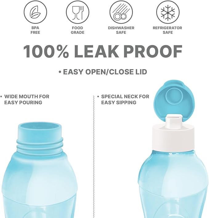 MILTON 4 pack 6 and 12 oz Kids Water Bottle for School Leak Free Flip Lid- Portable Small Sports Water Bottle for Adults Carry Strap Party Favors for Kids Prizes Gifts Goodie Bag Stuffers Bulk Pack