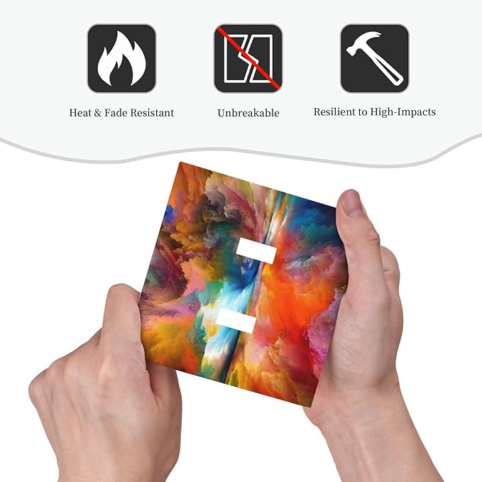 Light Switch Cover Plate Iridescent Abstract Colorful Clouds 2 Gang Double Toggle Decorative Switch Plates Rainbow Wall Plates Electrical Outlet Covers for Bathroom Home Decor