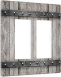 Country Rustic Double Rocker/Decora Light Switch Cover Decorative 2 gang Wall Plate GFCI Electrical Outlet Cover Vintage Farmhouse faceplate for Home Bathroom Bedroom Kitchen （Plastic ）