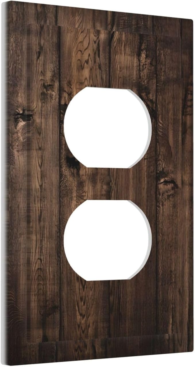 Rustic Brown Wood Plank Vintage Wooden Texture Print Outlet Covers 1 Gang Duplex Light Switch Cover Decorative Switch Plates Electrical Receptacle Faceplate Wall Plate for Farmhouse Home Decor