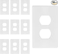 TG Screwless Duplex Wall Plate Covers, Child Safe Receptacle Outlet Covers, Size 1-Gang 4.68"x 2.93",Unbreakable Polycarbonate Thermoplastic,SP-S1-W-10PCS,Glossy, White, 10 Pack