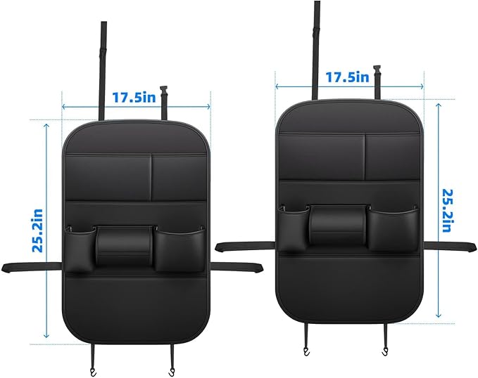 Back Seat Protector 2 Pack Fit For Jeep Grand Cherokee Car Kick Mats with Cup & Tissue Storage Organizer Pockets Waterproof Dirt Proof Faux Leather Auto Accessories For Kids(1 Pair Black)