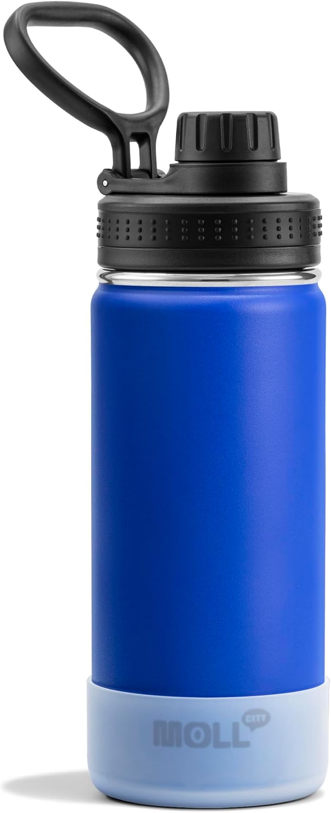 Kids Insulated Water Bottle with Spout Lid-16 oz Stainless Steel Vacuum Wide Mouth Sports Water Bottle for Back to School-Reusable Metal Leak Proof Travel Water Flask, BPA-Free(Navy)