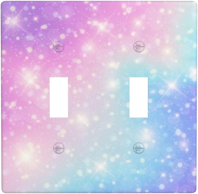 Pink Blue Galaxy Double Light Switch Cover Plates Decorative 2 Gang Wall Plate Double Toggle Lightswitch Cover